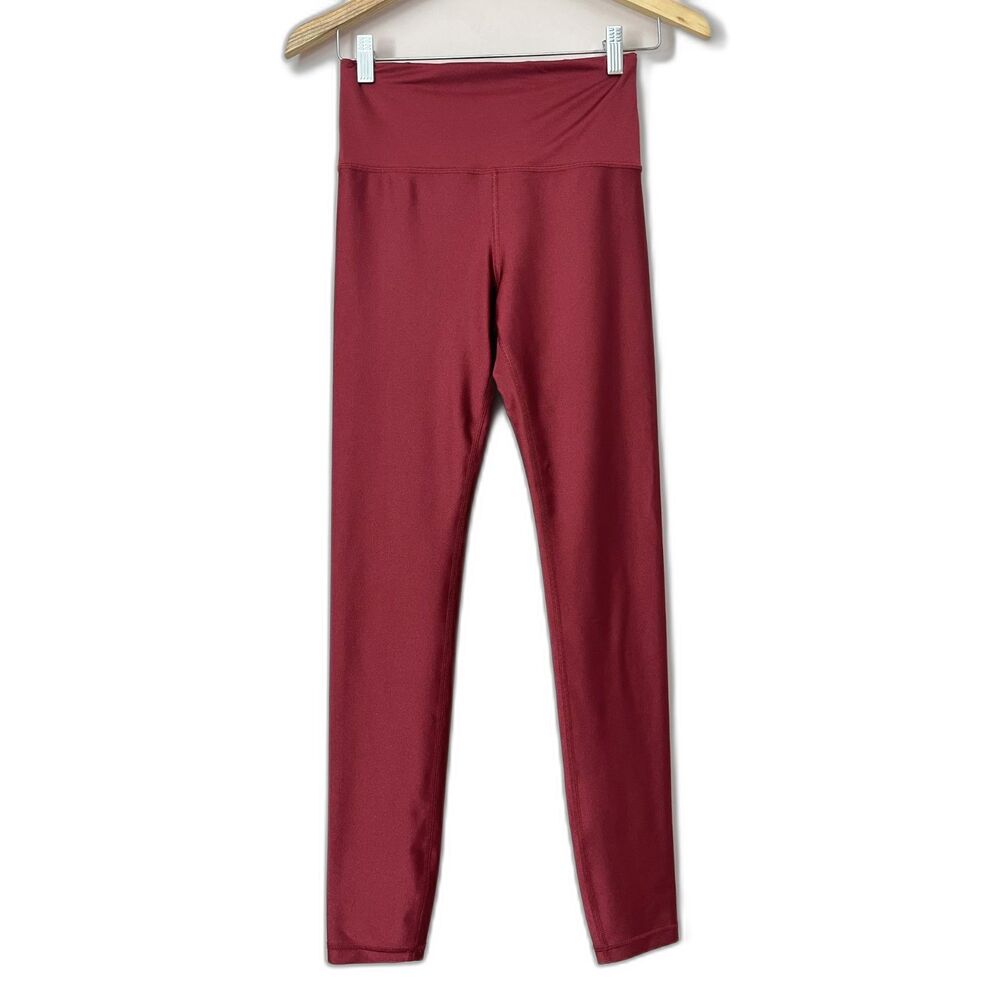 Athleta Elation Shine Tight Leggings High Rise Small Decadent Red Yoga Gym